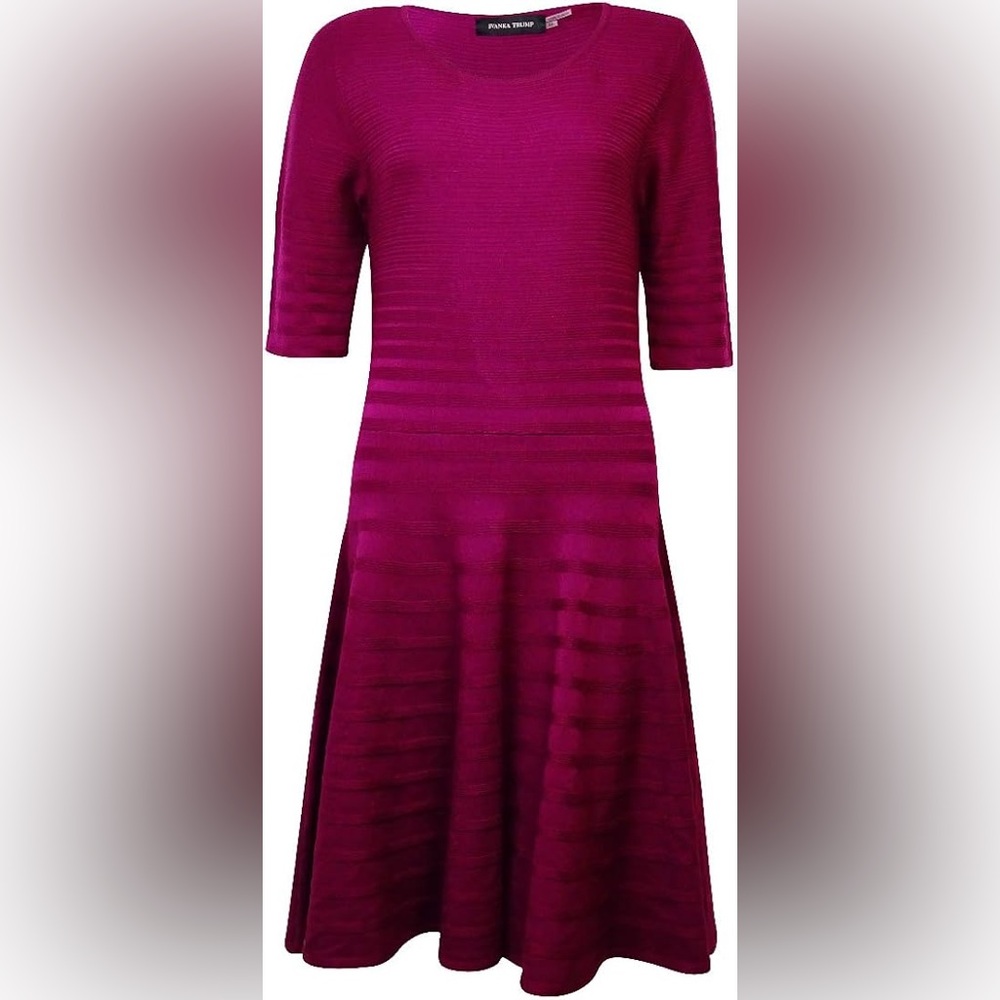 Ivanka Trump Women's Short-Sleeve Fit-and-Flare Sweater Dress‎
